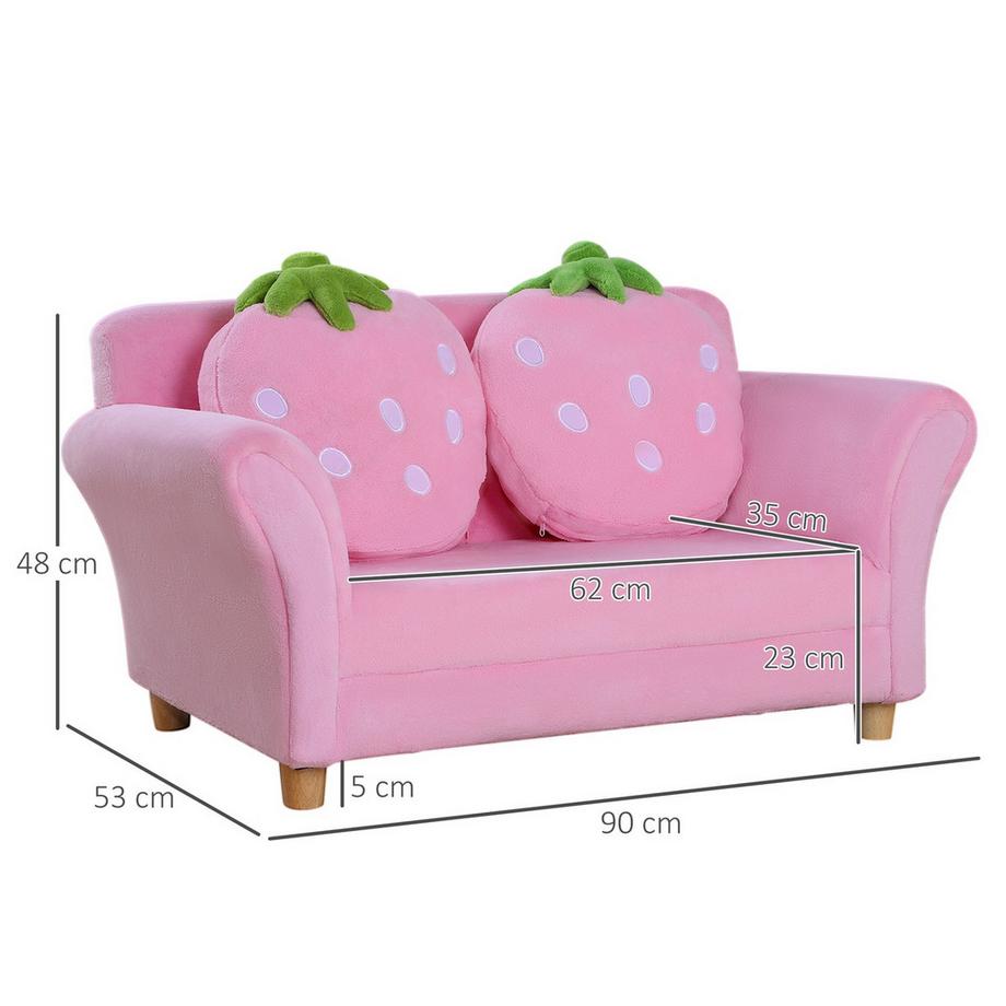 Northio Canapé Enfant Fraise Canapé Et Fauteuil Confortable Pour Chambre D'Enfant, Canapé Moelleux, Canapé Double, Canapé Simple, Chaise Pour Enfant  