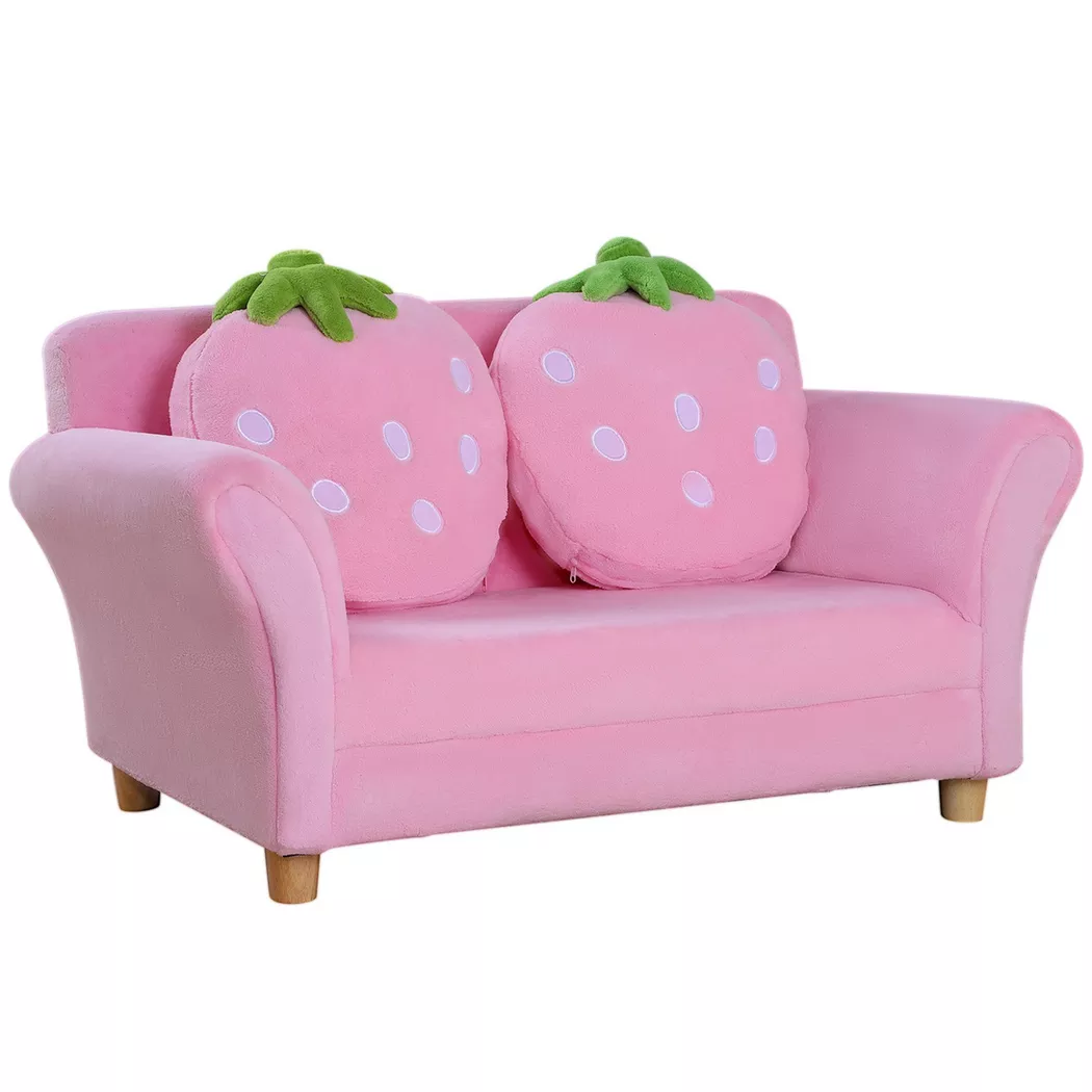 Northio - Divano Per Bambini Fragola Accogliente Divano E Poltrona Per La Cameretta Dei Bambini, Divano Morbido, Divano Doppio, Divano Singolo, Sedia Per Bambini, 90cm, Rosa