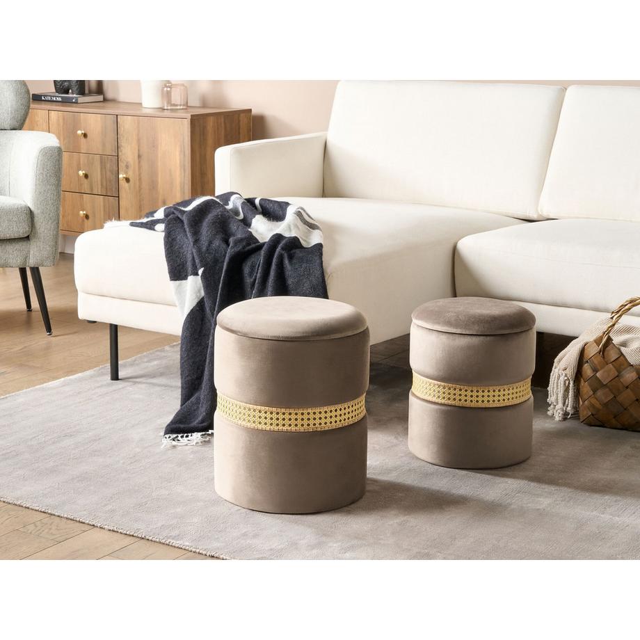 Beliani Pouf mit Stauraum 2er Set aus Samtstoff Modern MEDFORD  