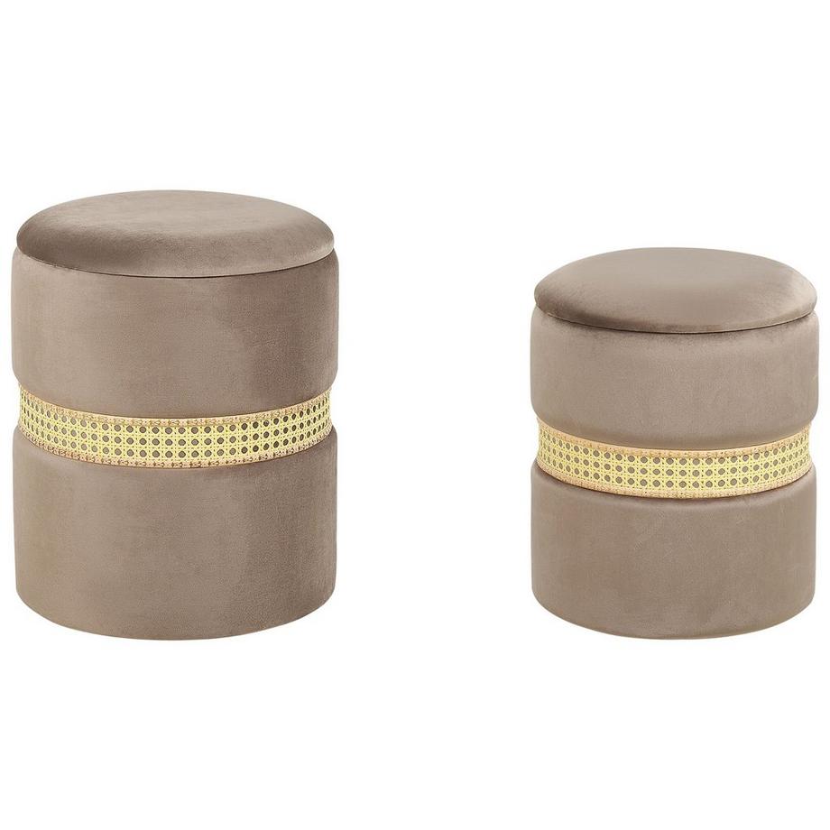 Beliani Pouf mit Stauraum 2er Set aus Samtstoff Modern MEDFORD  
