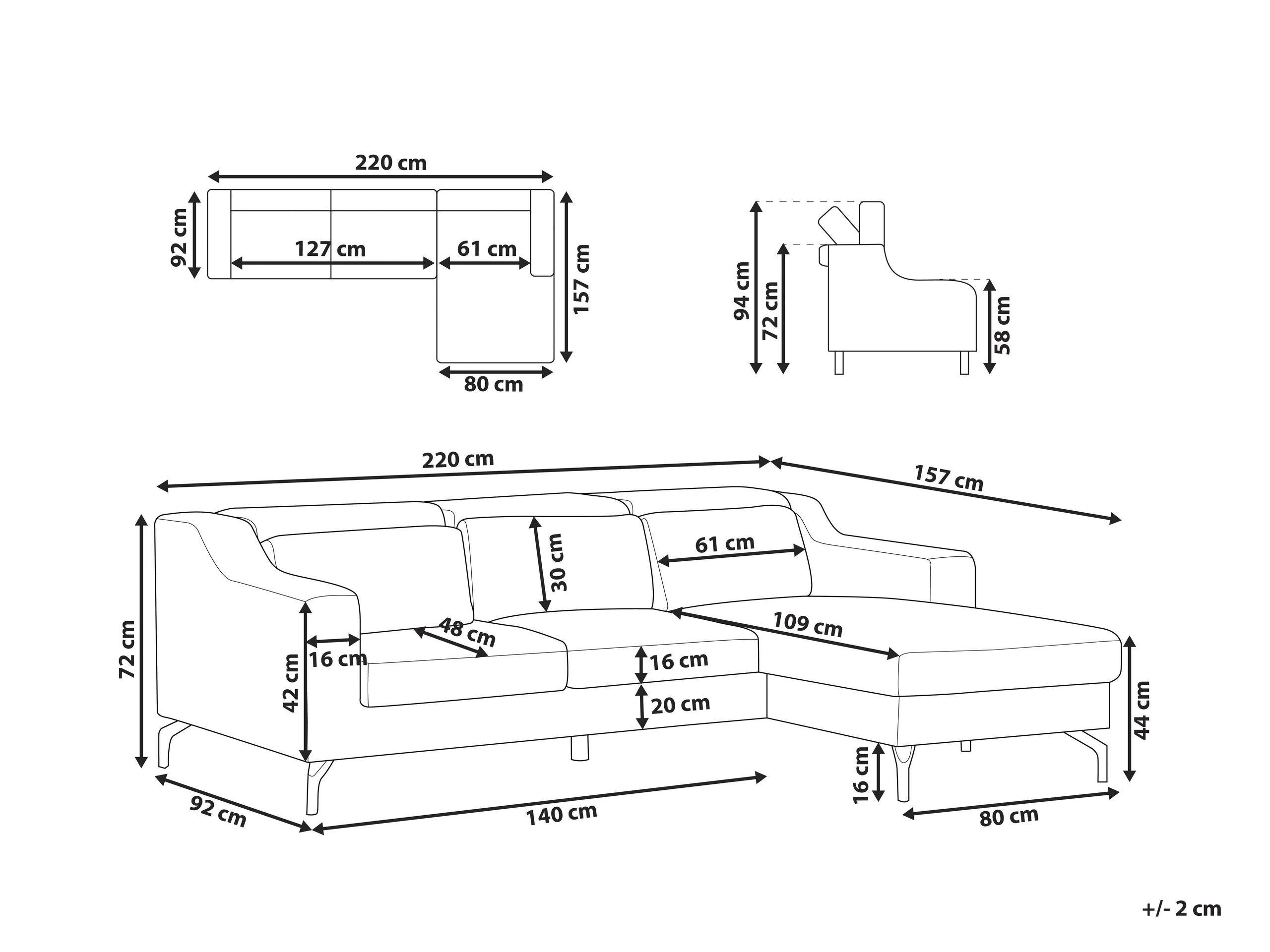 Beliani Canapé d'angle en Polyester Moderne GLOSLI  