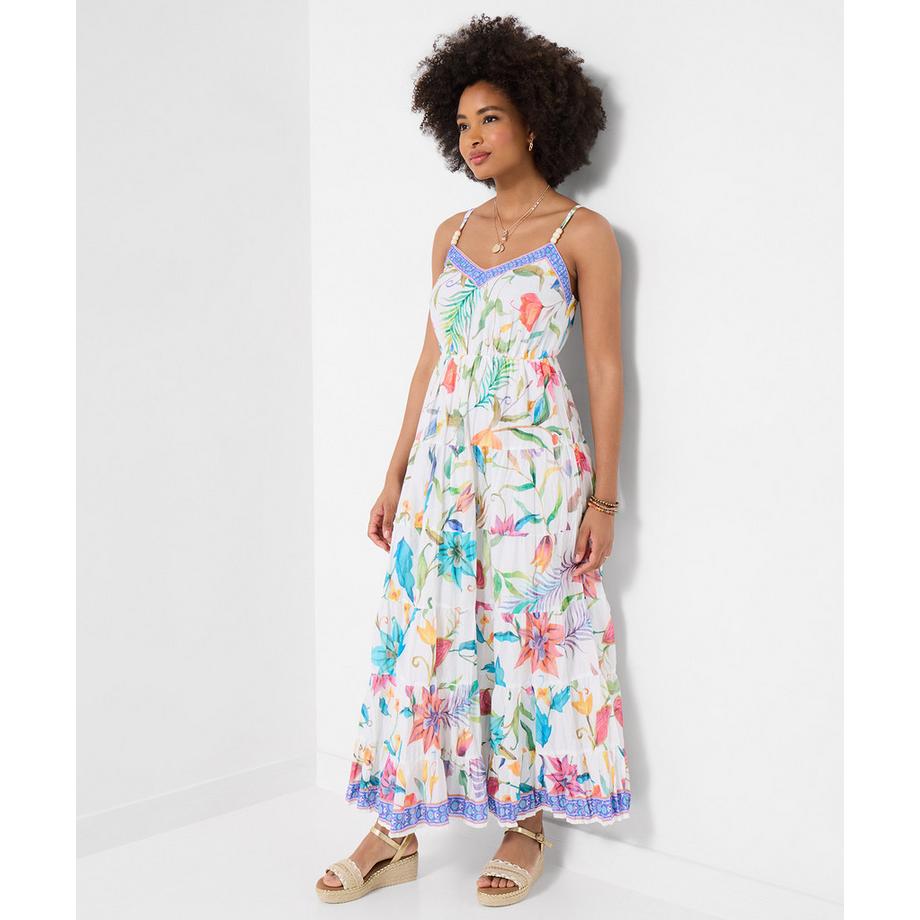 Crinkle-Maxikleid mit Bordüren-Print