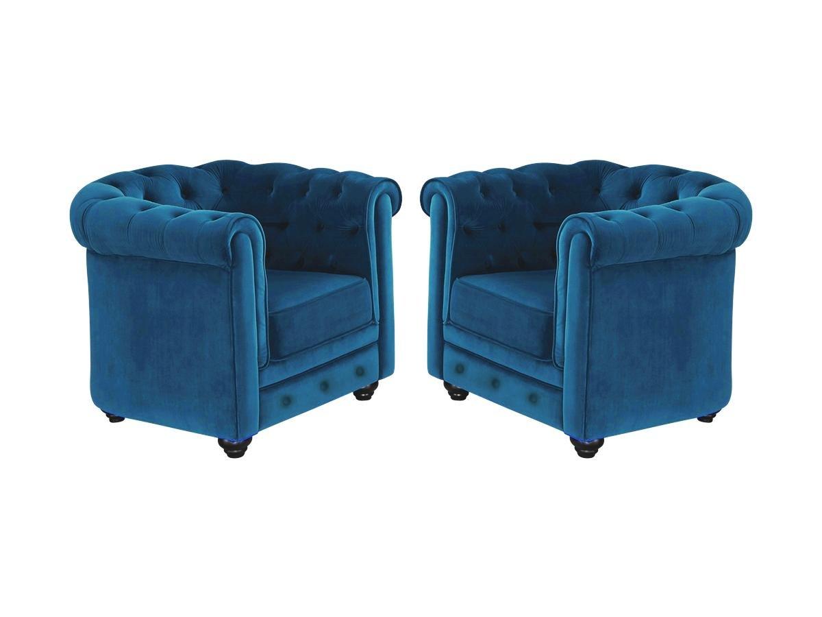 Vente-unique Lot de 2 Fauteuils CHESTERFIELD Velours  