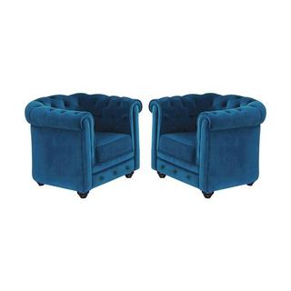 Vente-unique Lot de 2 Fauteuils CHESTERFIELD Velours  