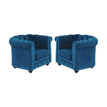 Lot de 2 Fauteuils CHESTERFIELD Velours