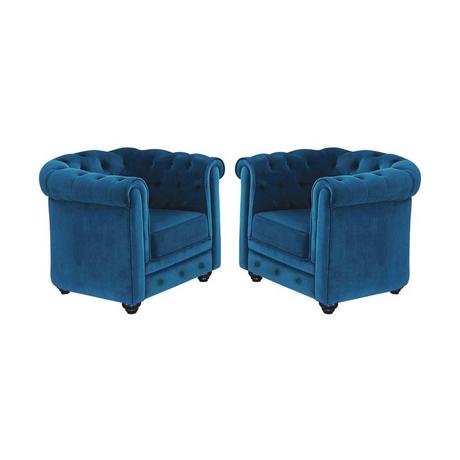 Vente-unique Lot de 2 Fauteuils CHESTERFIELD Velours  