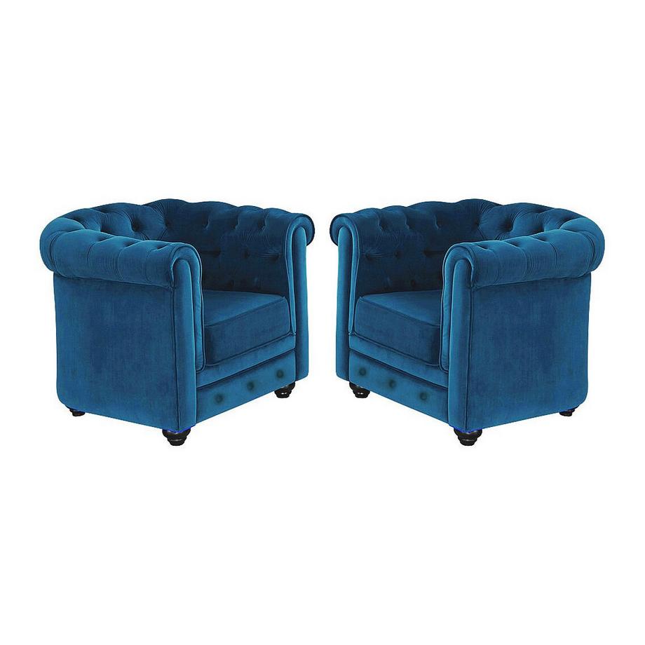 Vente-unique Lotto di 2 poltrone in velluto Verde ottanio  