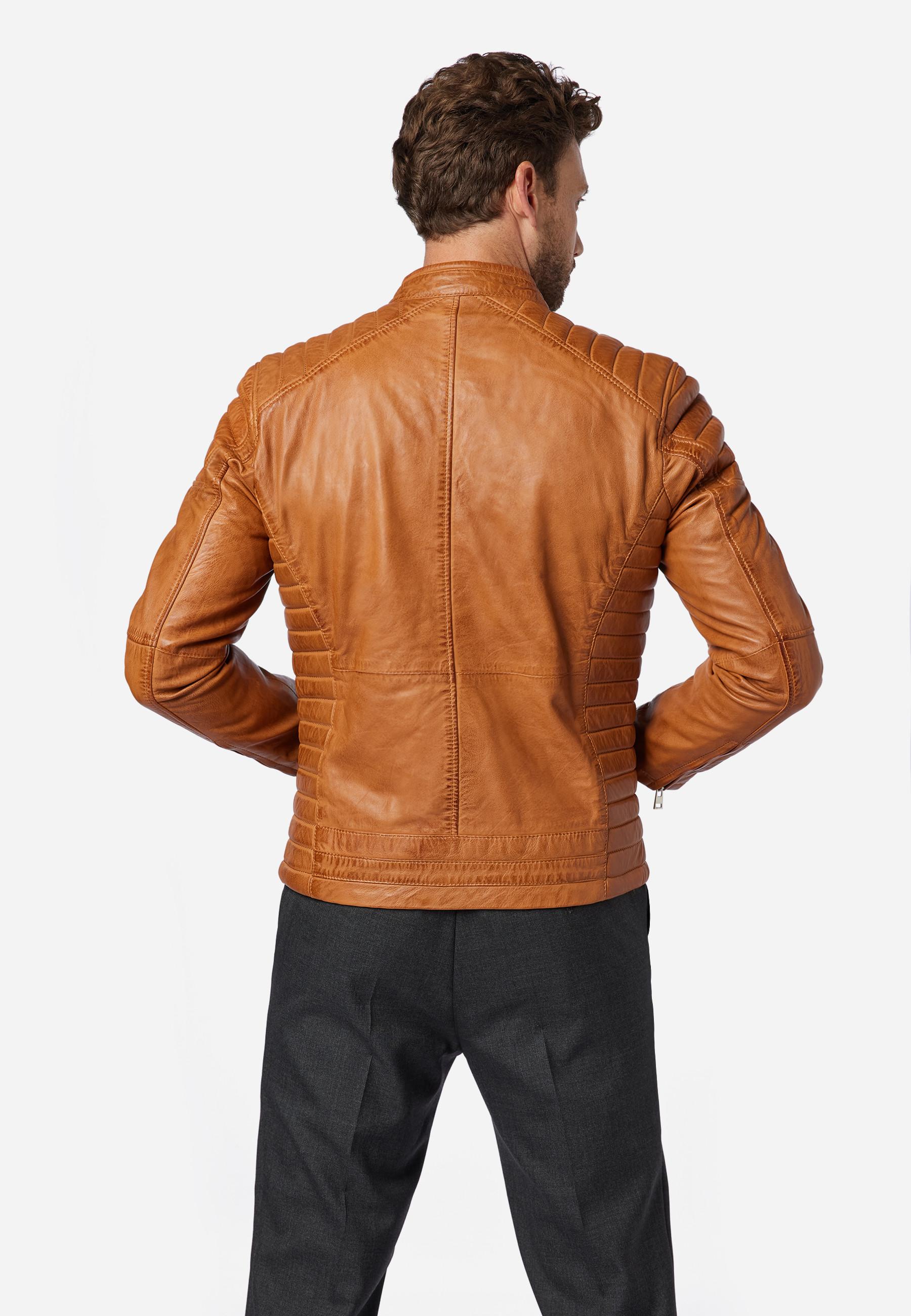 RICANO  Blouson en cuir pour homme Cooper - style motard avec col montant 