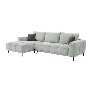 Vente-unique Ecksofa - Ecke links - Strukturstoff - Hellgrau - KIPAMBA  