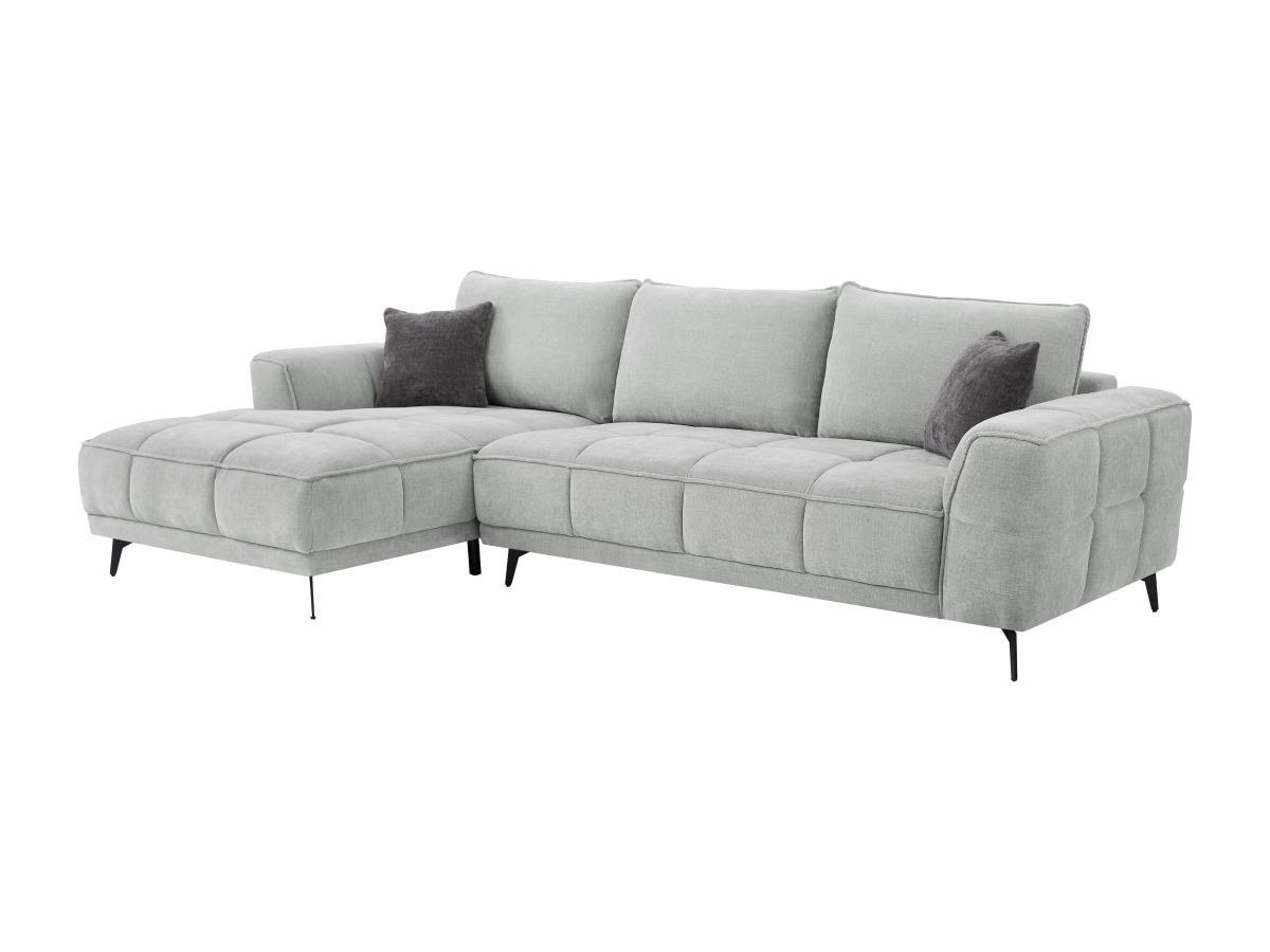 Vente-unique Ecksofa - Ecke links - Strukturstoff - Hellgrau - KIPAMBA  