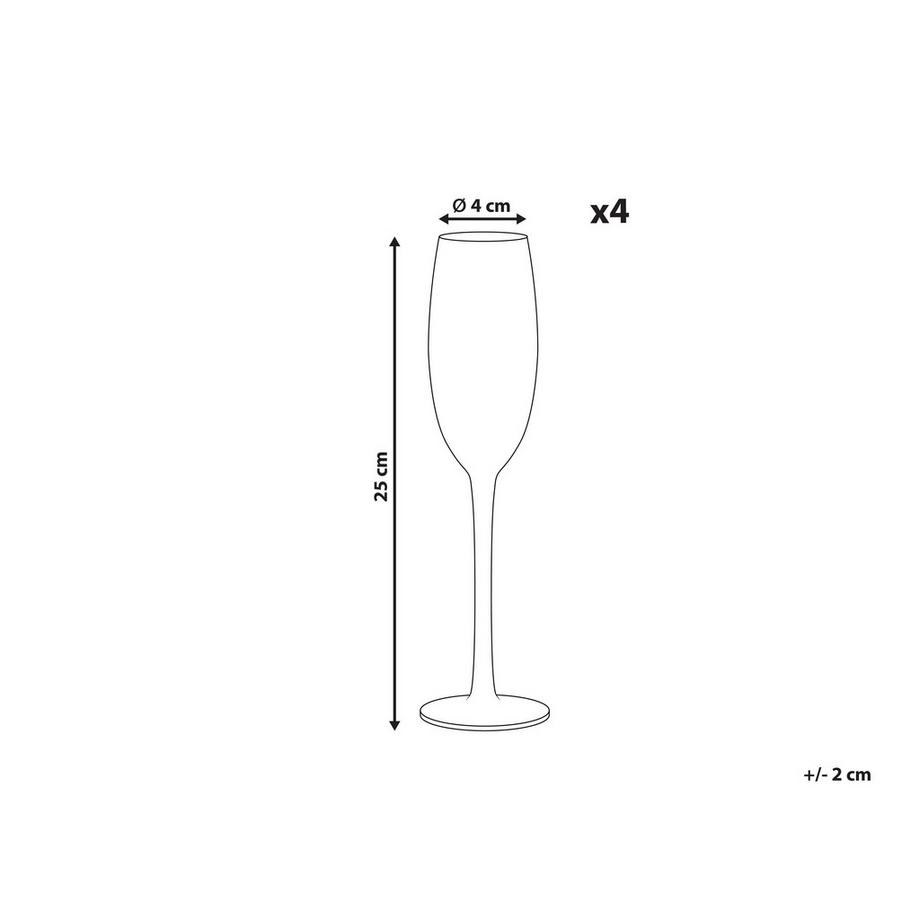 Beliani Set di 4 flûte da champagne en Vetro Retrò DIOPSIDE  