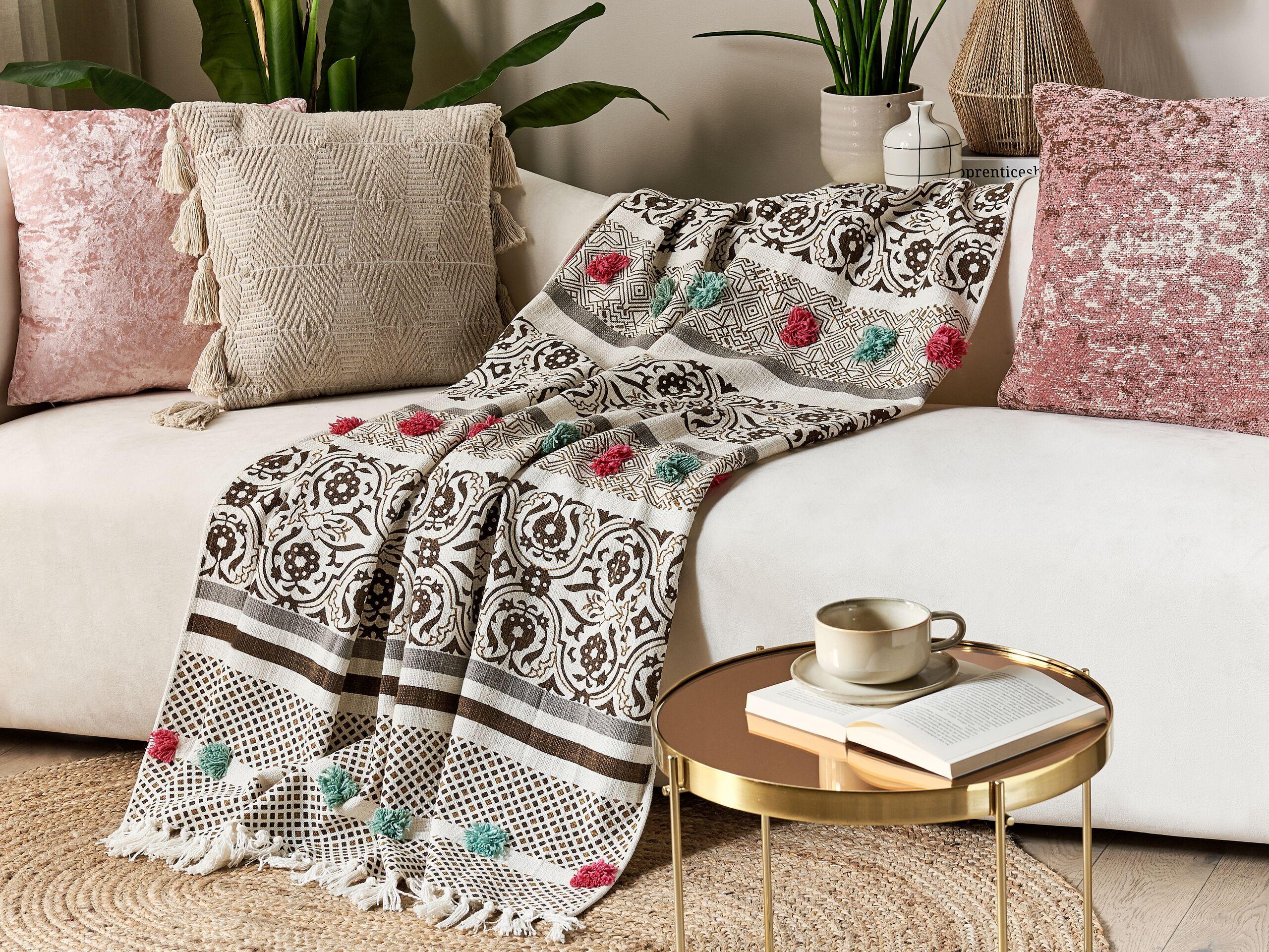 Beliani Chinsurah Couverture Plaid en Coton Classique  