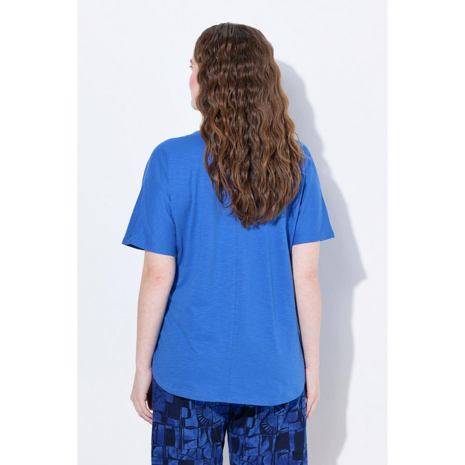 Ulla Popken T-shirt Plis Col Rond Manches Courtes  