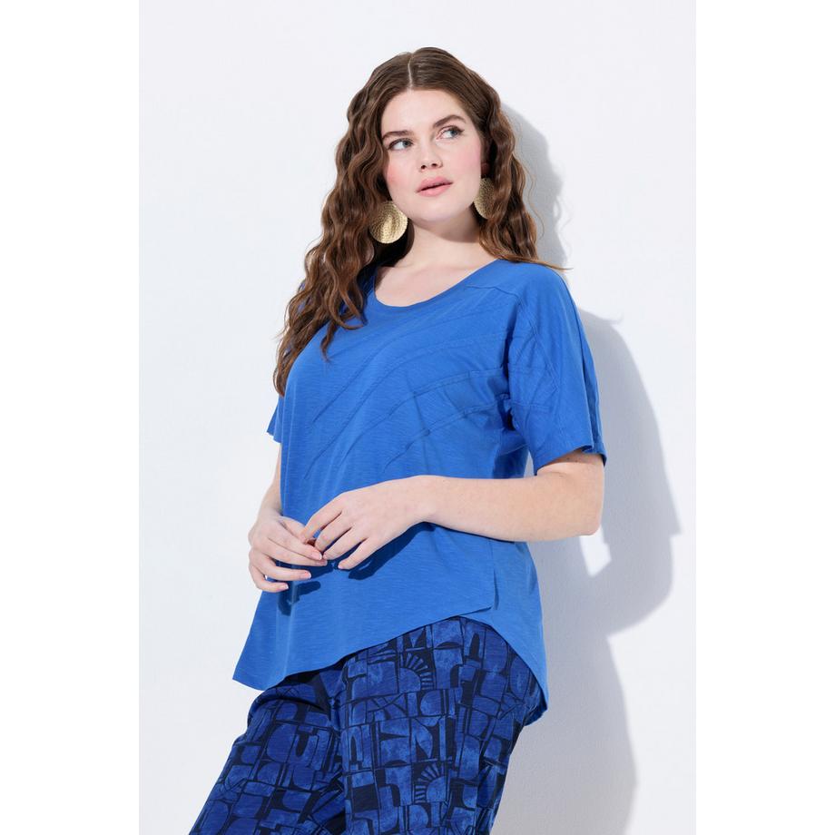 Ulla Popken T-shirt Plis Col Rond Manches Courtes  