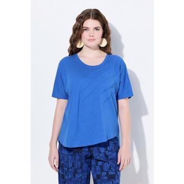 T-shirt, plis, col rond, manches courtes