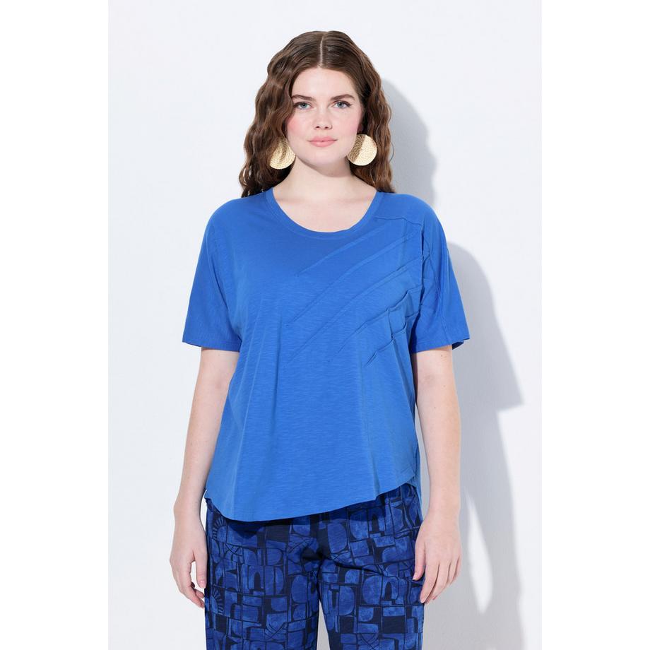 Ulla Popken T-shirt Plis Col Rond Manches Courtes  