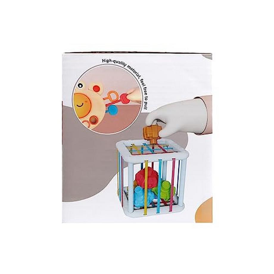 Activity-board  Jouets 4 en 1 pour bébé de 6 à 12 mois, jouets de traction de cordon sensoriel, blocs de construction de jeu à empiler, jouets d'apprentissage de cube de motricité 