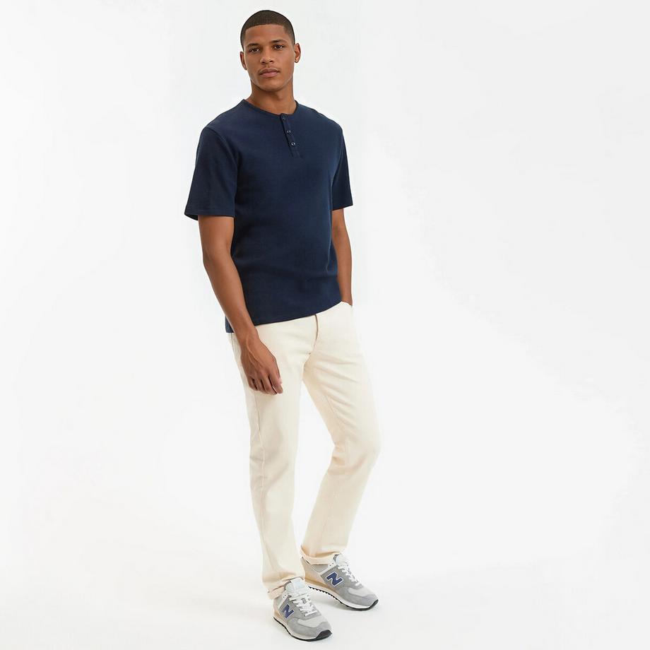 La Redoute Collections T-Shirt mit Henley-Ausschnitt und kurzen Ärmeln  