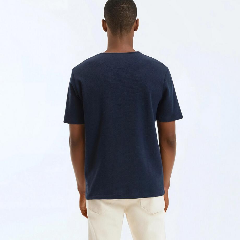 La Redoute Collections T-Shirt mit Henley-Ausschnitt und kurzen Ärmeln  