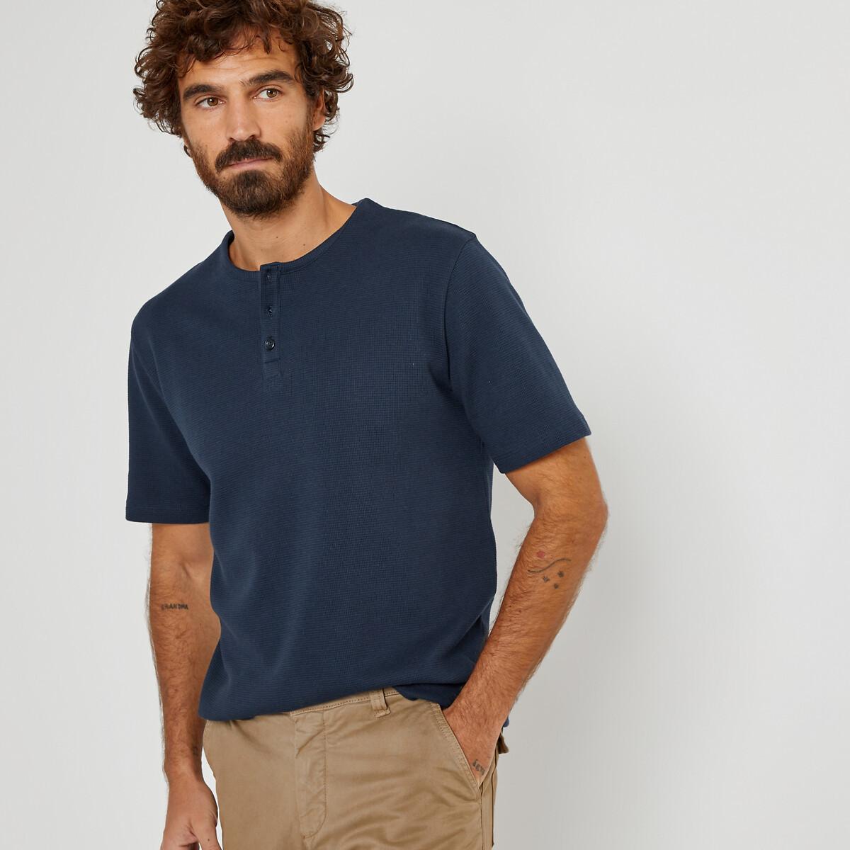 La Redoute Collections  Oberteil in T-Shirt-Form mit rundem Ausschnitt und kleiner Knopfleiste 