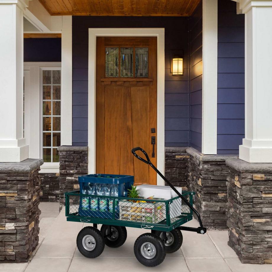 Northix  Chariot robuste vert avec côtés rabattables 