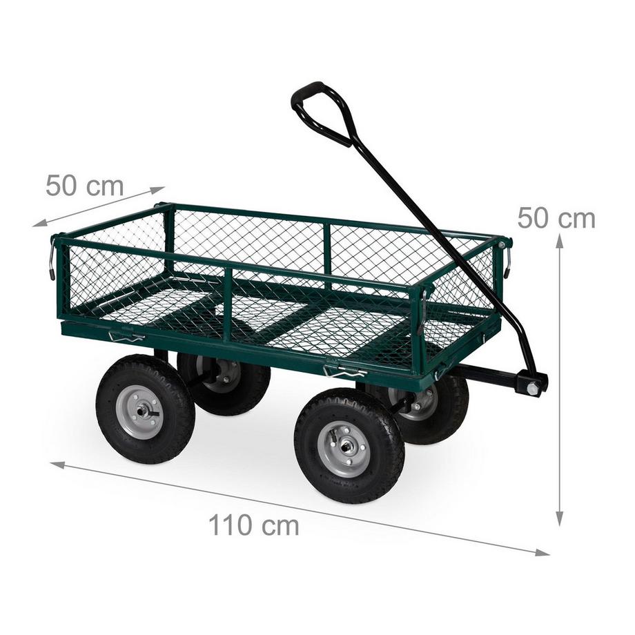 Northix  Chariot robuste vert avec côtés rabattables 