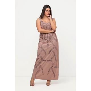 Ulla Popken Robe à Bretelles Paillettes Ligne A Encolure V Sans Manches  