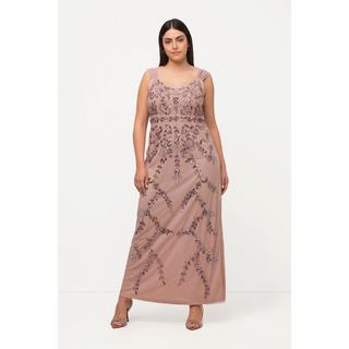 Ulla Popken Robe à Bretelles Paillettes Ligne A Encolure V Sans Manches  