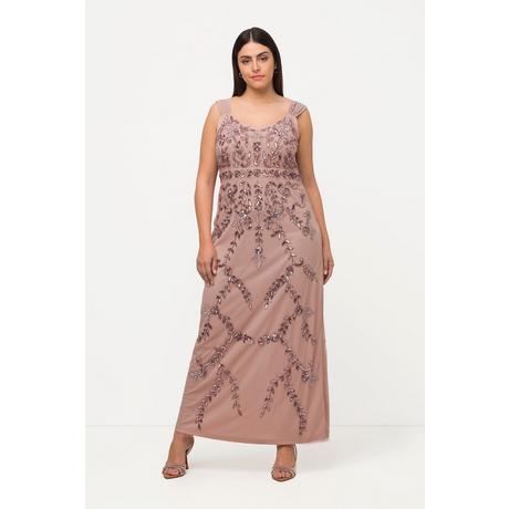 Ulla Popken Pailletten A-Linie Ärmelloses V-Ausschnitt Trägerkleid  