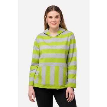 Maglia a righe con tasca a marsupio, cappuccio e maniche lunghe