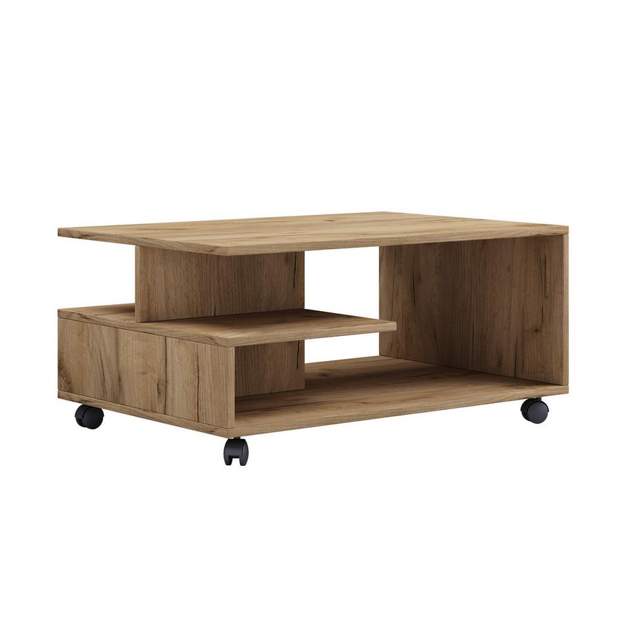VCM Holz Couchtisch schlicht | Sofatisch Rollen | Maße ca. H. 41 x B. 80 x T. 50 cm | rollbar Kaffeetisch - Stango L  