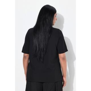 Ulla Popken T-Shirt Classica Girocollo Mezza Manica con Spilla Floreale  