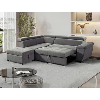 Vente-unique Canapé d'angle gauche convertible en tissu texturé gris VALDERAS  