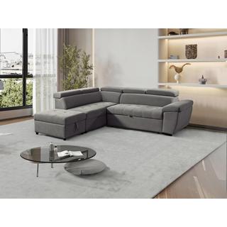 Vente-unique Canapé d'angle gauche convertible en tissu texturé gris VALDERAS  