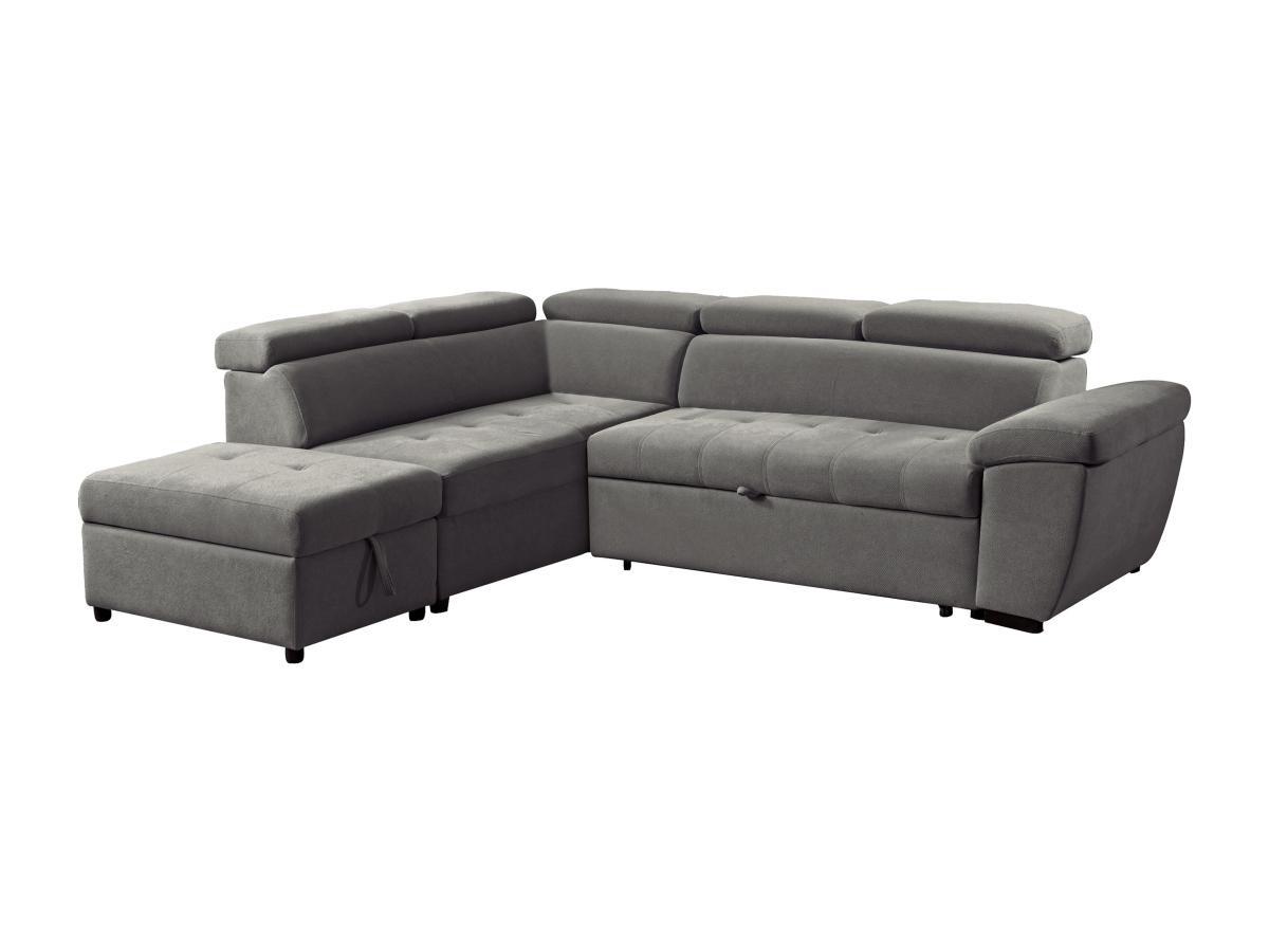 Vente-unique Ecksofa mit Schlaffunktion - Ecke links - Strukturstoff - Grau - VALDERAS  