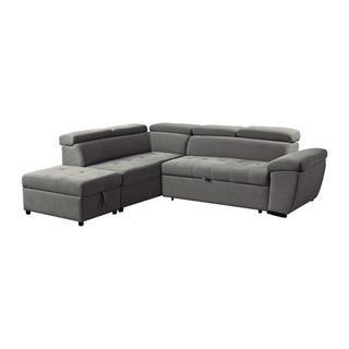 Vente-unique Canapé d'angle gauche convertible en tissu texturé gris VALDERAS  