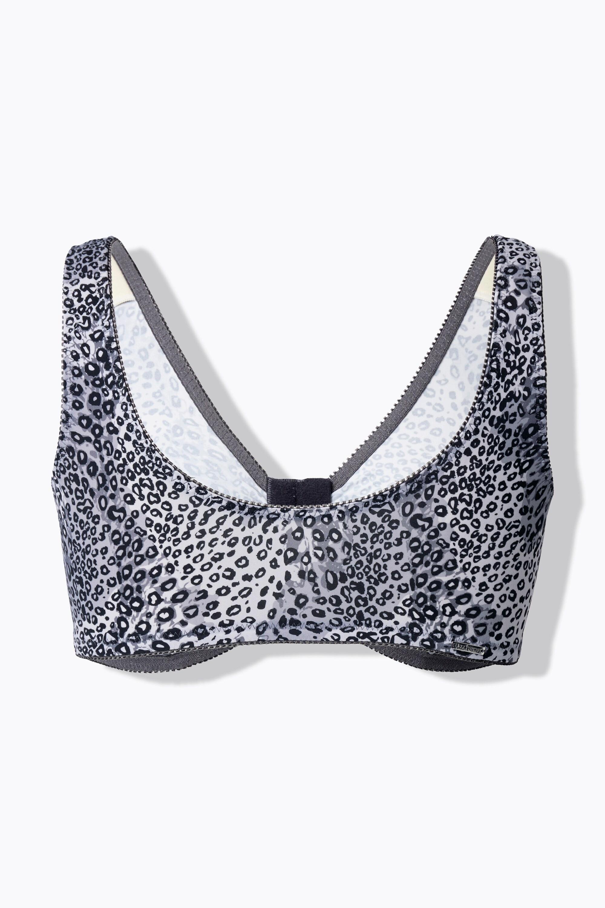 Ulla Popken Bustier Motif Léopard Fermeture Avant Sans Armatures  