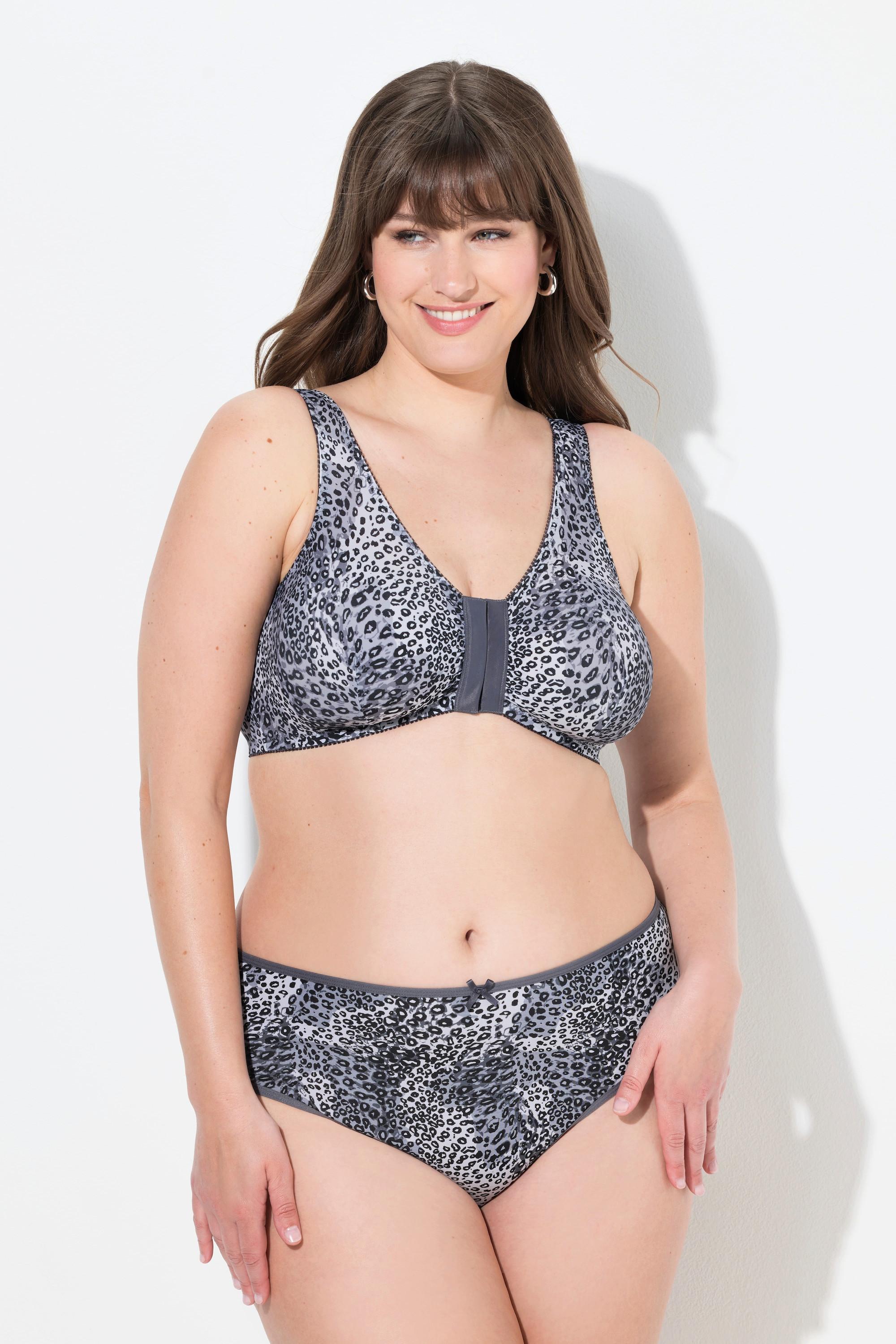 Ulla Popken Bustier Motif Léopard Fermeture Avant Sans Armatures  