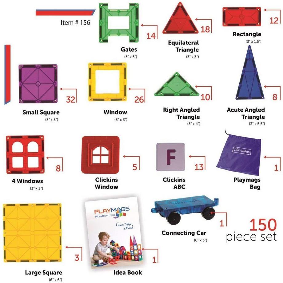 Playmags  Magnetische Bausteine (150Teile) 