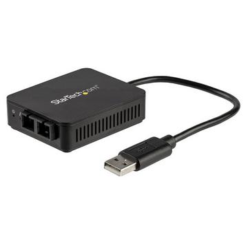 Convertitore da USB a fibra ottica - 100 Mbps - Adattatore di rete compatto da USB 2.0 a fibra - Compatibile con fibra multimodale duplex femmina 100Base-FX SC / MMF - 2Km - Da USB a fibra LAN