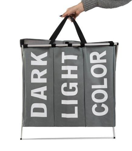 Ruhhy Panier à linge - 3 compartiments sur cadre pliable  