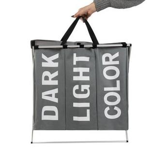 Ruhhy Panier à linge - 3 compartiments sur cadre pliable  