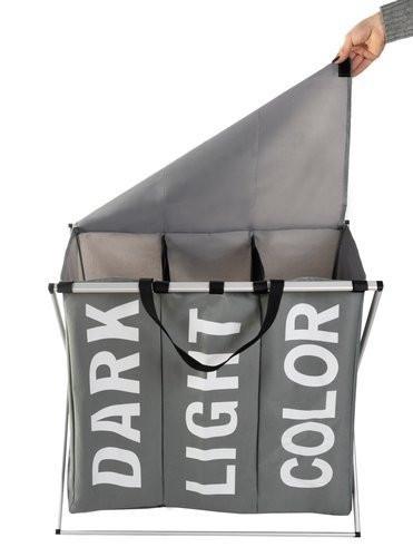 Ruhhy Panier à linge - 3 compartiments sur cadre pliable  