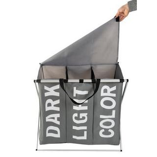 Ruhhy Panier à linge - 3 compartiments sur cadre pliable  