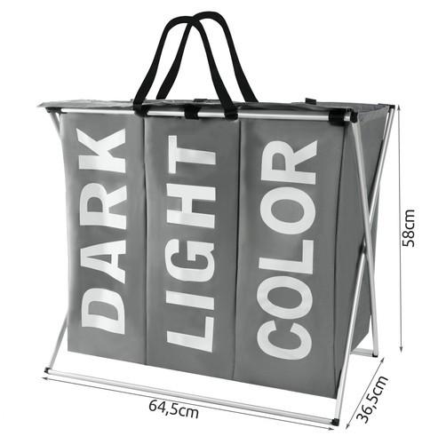 Ruhhy Panier à linge - 3 compartiments sur cadre pliable  