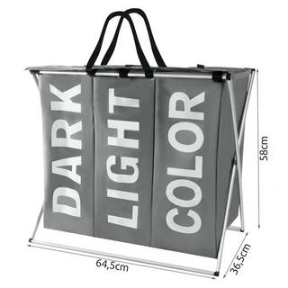 Ruhhy Panier à linge - 3 compartiments sur cadre pliable  