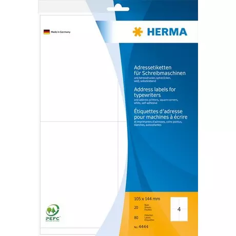 HERMA HERMA Adressetiketten 105×144mm 4444 weiss 80 Stück  