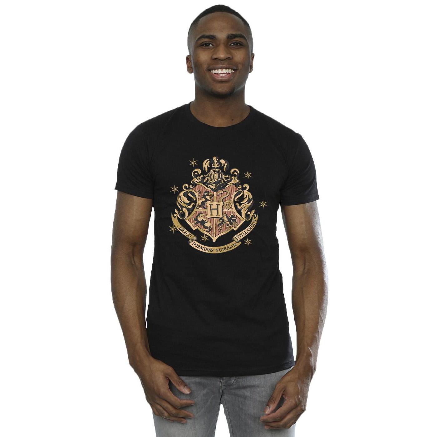 HARRY-POTTER  Gold Hogwart Crest TShirt 