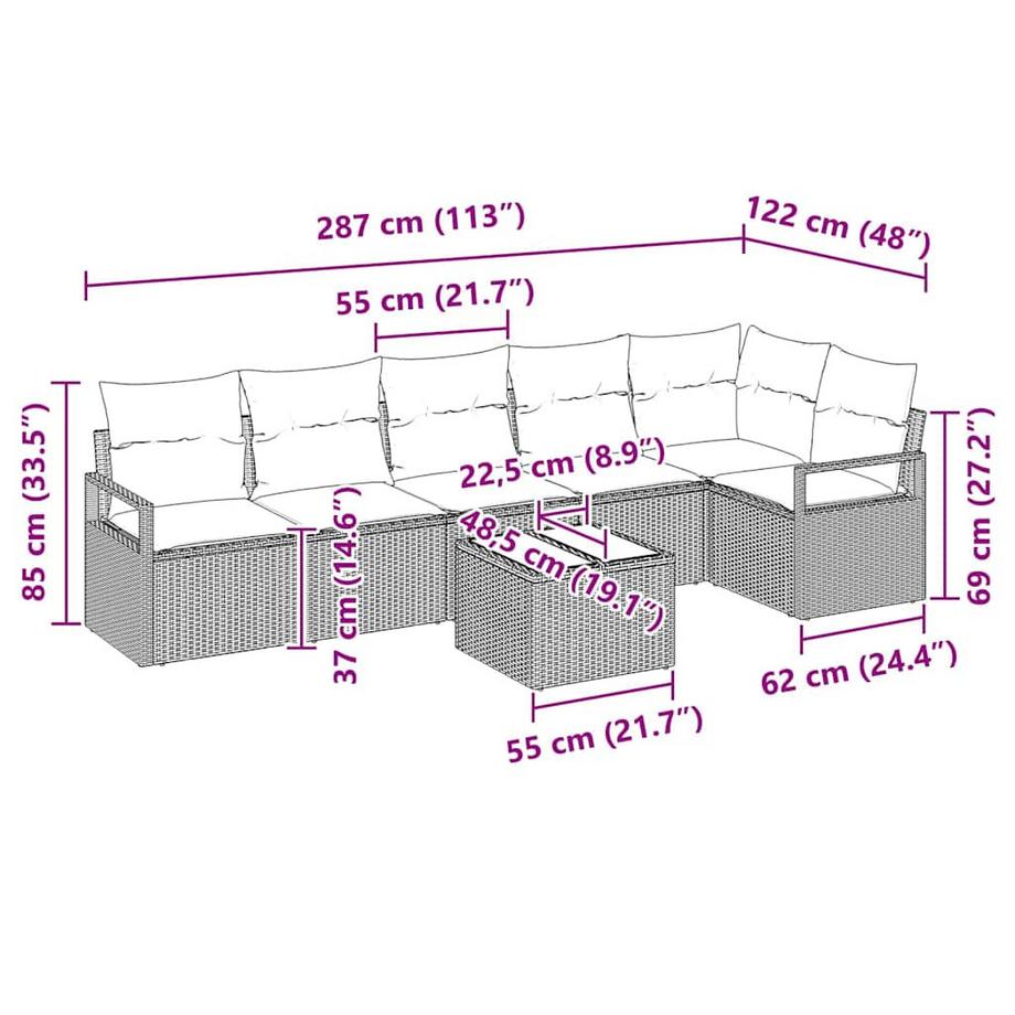 VidaXL Mobilier de jardin poly rattan  