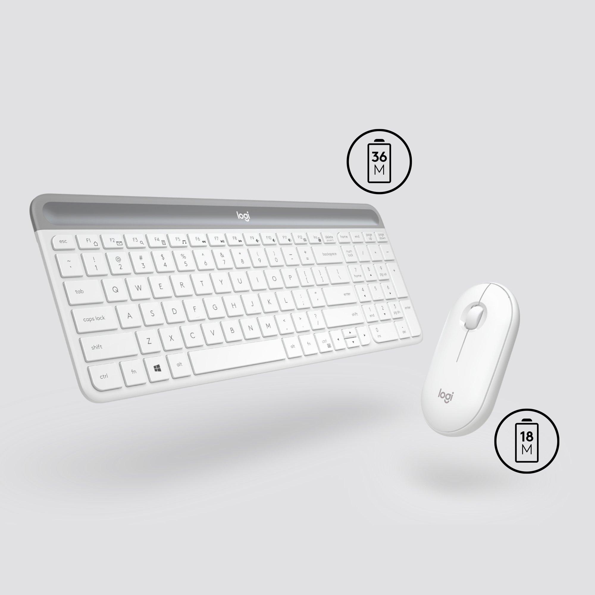 Logitech  Slim Wireless Keyboard and Mouse Combo MK470 - OFFWHITE - CH - CENTRAL 
